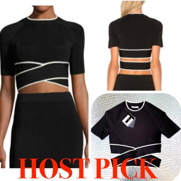 Alexander Wang Crisscross Knit Crop Top - Picture 1 of 12